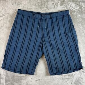 Patagonia Organic Cotton Shorts Mens 36 Blue Plaid Outdoor Casual